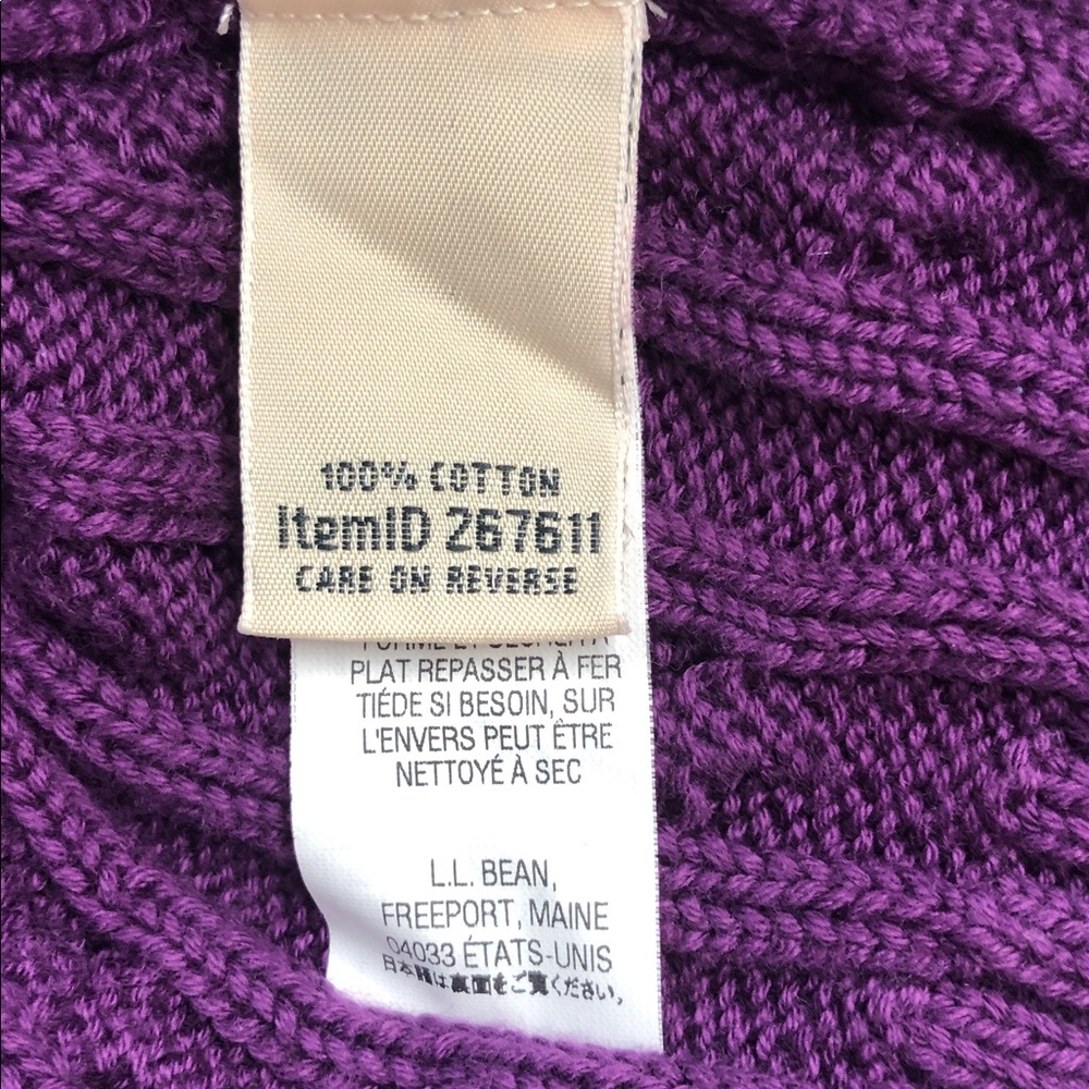 L.L. Bean Two Cotton Cable Knit Turtleneck Sweaters Purple and Blue Medium - Picture 7 of 12